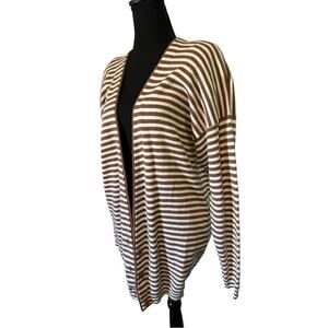 Vintage Express Brown and White Striped Cardigan Medium